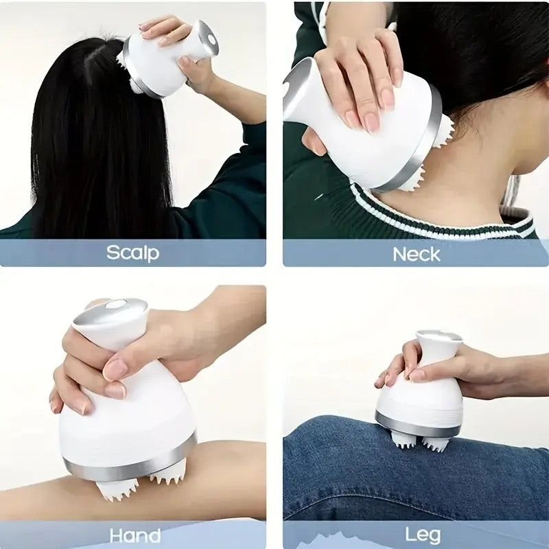 Scalp Massager Electric Meridian Massage with 4 Moveable Clusters