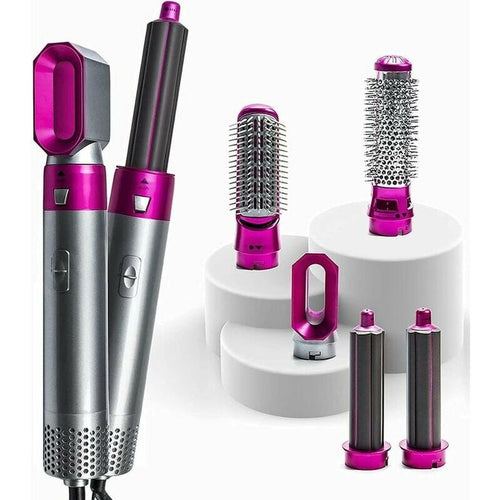 5-in-1 Electric Hair Styling Brush Kit | Blow Dry, Curl, Straighten, Volumize & Massage — Salon-Quality Hair Styling at Home (Pink Color)