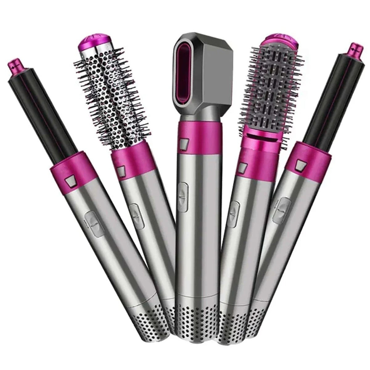 5-in-1 Electric Hair Styling Brush Kit | Blow Dry, Curl, Straighten, Volumize & Massage — Salon-Quality Hair Styling at Home (Pink Color)