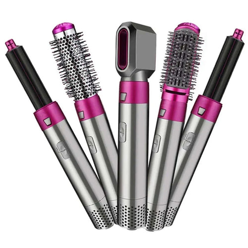 5-in-1 Electric Hair Styling Brush Kit | Blow Dry, Curl, Straighten, Volumize & Massage — Salon-Quality Hair Styling at Home (Pink Color)