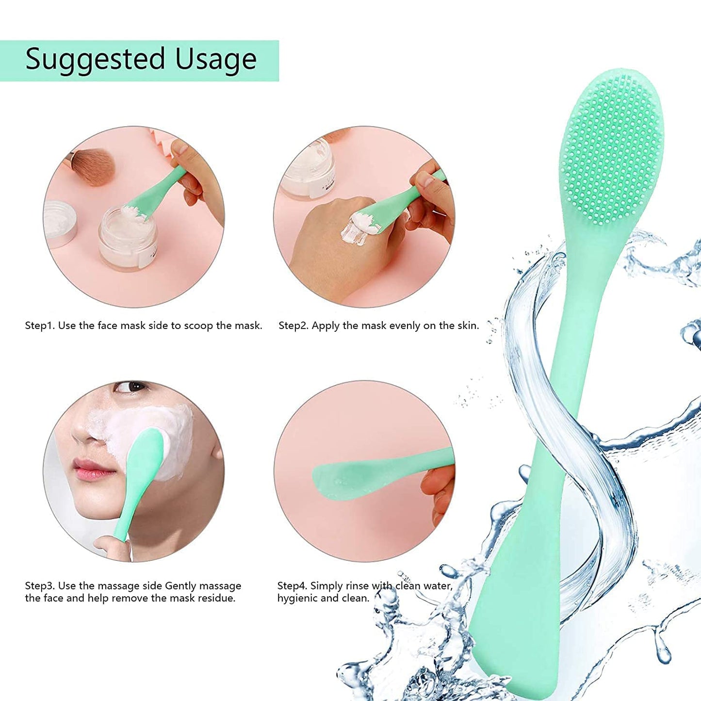 Double-Ended Silicone Face Mask & Cleansing Brush (Pack of 2)