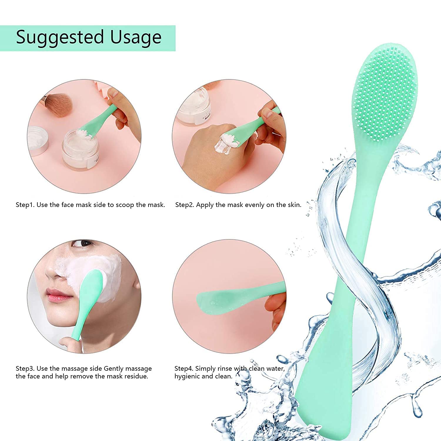 Double-Ended Silicone Face Mask & Cleansing Brush | Soft, Reusable Skin Care Applicator Tool (Pack of 2)