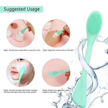 Double-Ended Silicone Face Mask & Cleansing Brush (Pack of 2)