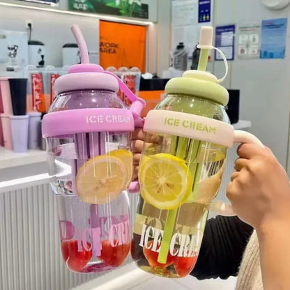 Ice Cream Water Bottle with Straw & Tea Infuser 1400ml