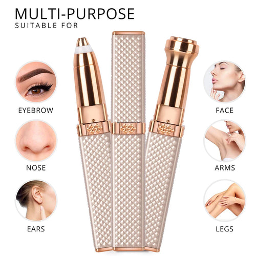 2-in-1 Flawless Facial Hair Remover & Eyebrow Trimmer | USB Rechargeable, Painless & Portable | Random Color