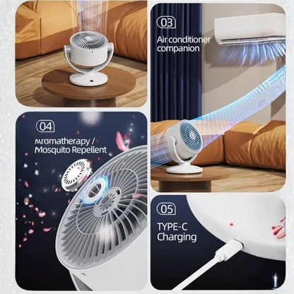 Mini Desktop Circulating Fan Rechargeable 3 Speeds