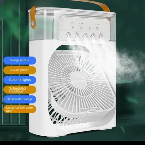 10-Inch Large Portable Air Conditioner Fan | USB Electric Fan with LED Night Light, Mist & Humidifier Function | Random Color