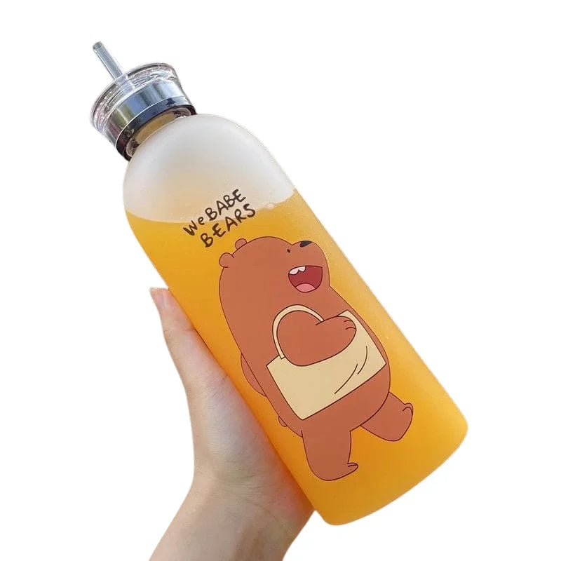 We Babe Bears Frosted Plastic Water Bottle with Straw 1000ml, packaging