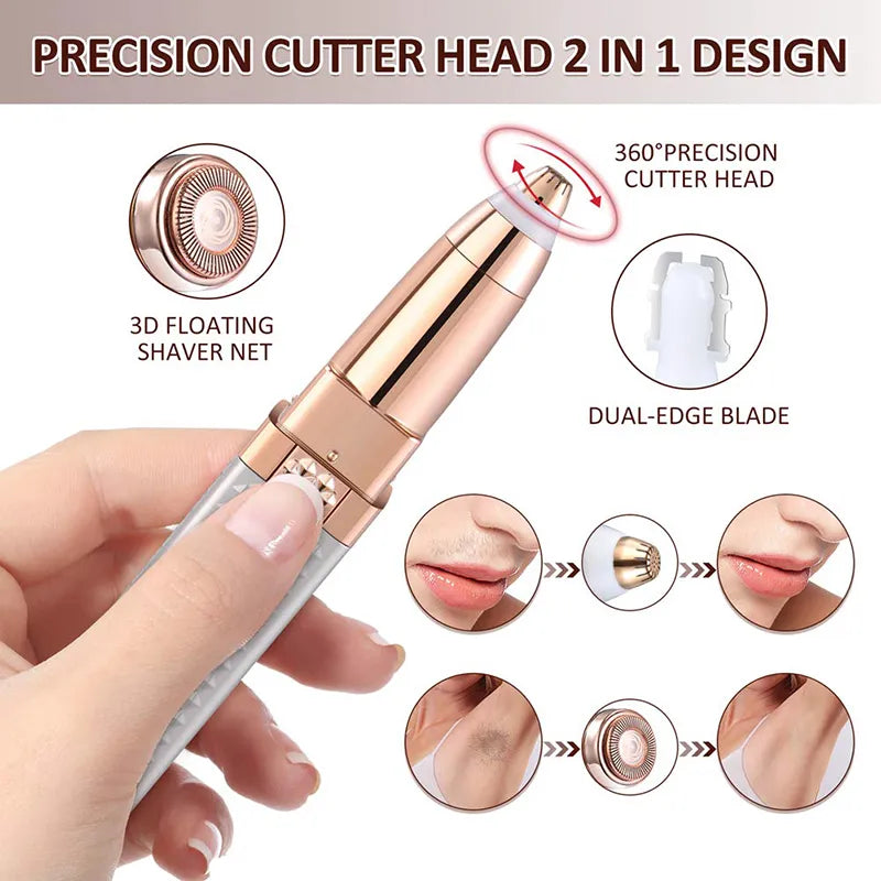 2-in-1 Flawless Facial Hair Remover & Eyebrow Trimmer, in use