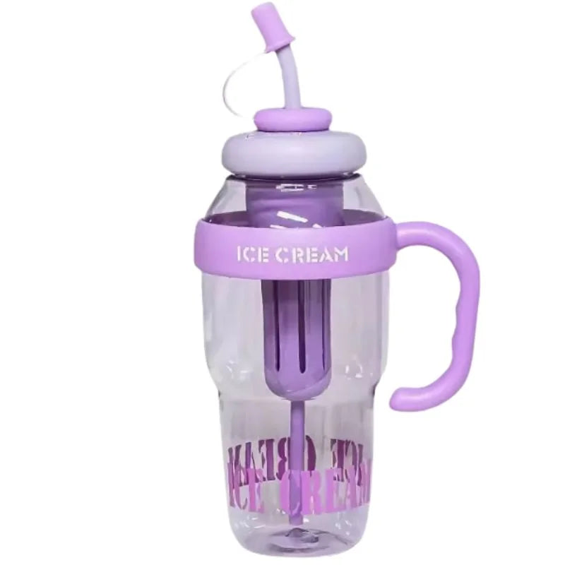Ice Cream Water Bottle with Straw & Tea Infuser 1400ml, side view