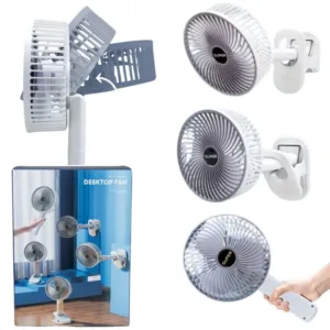 3-in-1 Clip Fan Handheld, Desktop & Wall Mounted Portable Fan 3 Speed Modes, front view