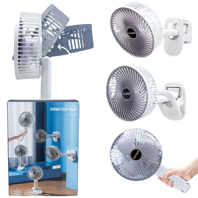 3-in-1 Clip Fan Handheld, Desktop & Wall Mounted Portable Fan 3 Speed Modes, front view