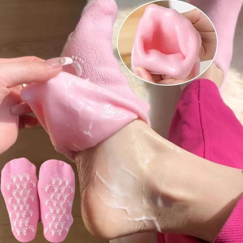 Reusable Silicone Spa Gel Socks for Dry Feet & Cracked Heels, side view
