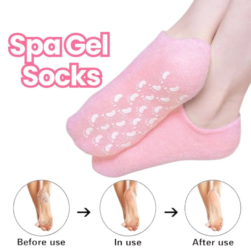 Reusable Silicone Spa Gel Socks for Dry Feet & Cracked Heels, packaging
