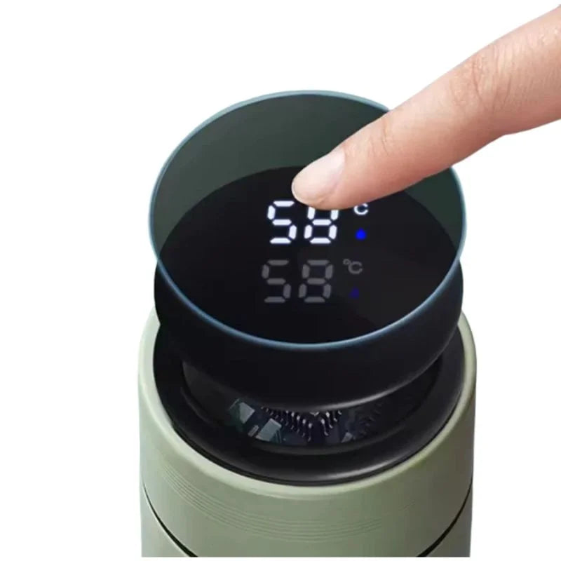 LED Temperature Display Stainless Steel Vacuum Water Bottle 500ml, detail close-up