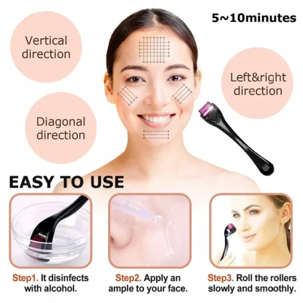 Derma Roller 0.5mm for Hair & Skin Therapy, detail close-up